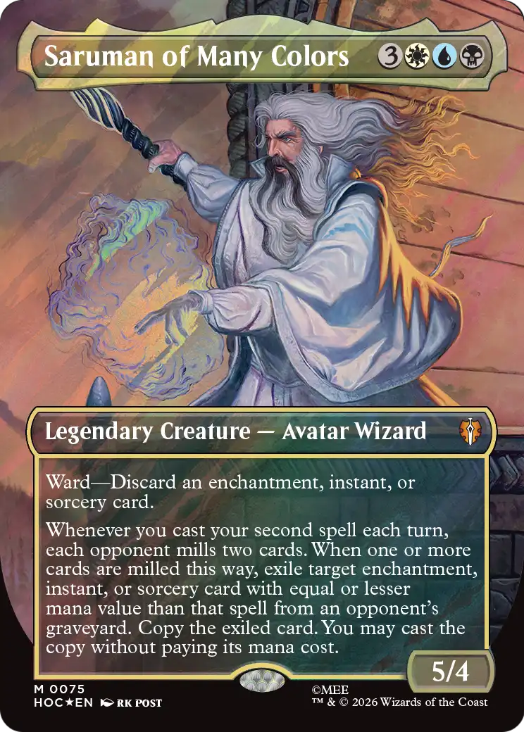 Saruman of Many Colors (Borderless) (Surge Foil) [The Hobbit: Eternal-Legal] | Tabernacle Games