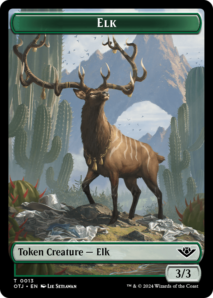 Treasure // Elk Double-Sided Token [Outlaws of Thunder Junction Tokens] | Tabernacle Games
