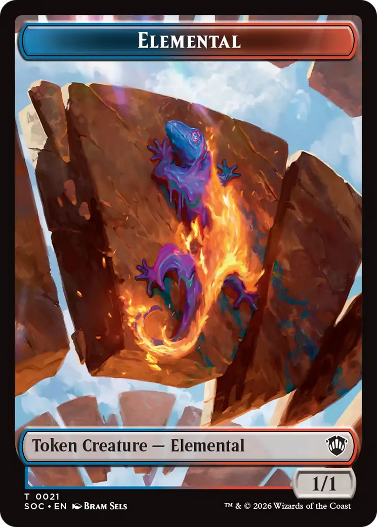 Elemental (0021) // Phyrexian Myr Double-Sided Token [Secrets of Strixhaven Commander Tokens] | Tabernacle Games