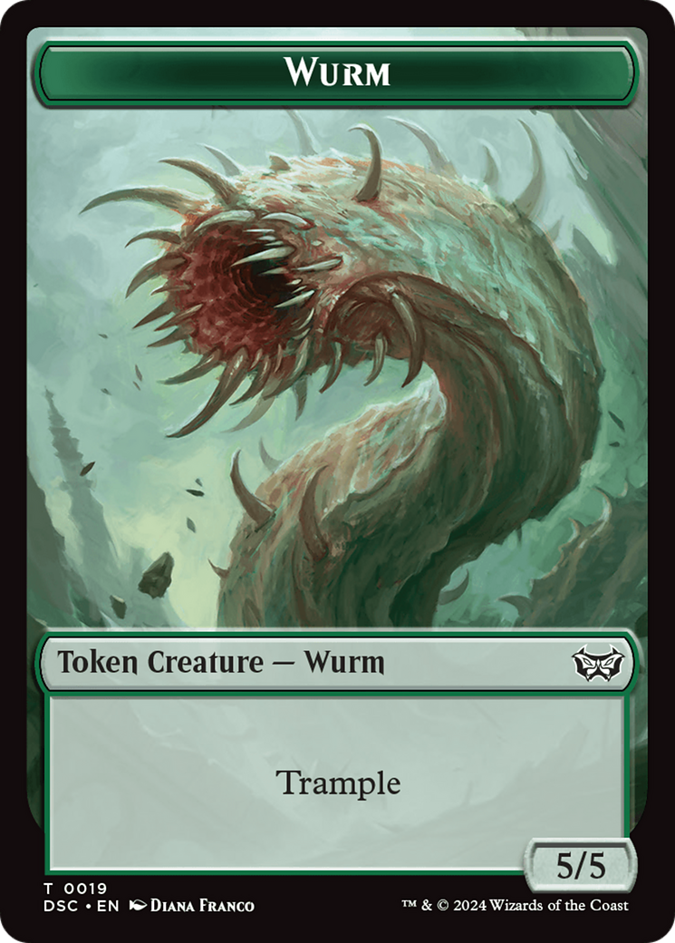 Wurm (0019) // Insect (0010) Double-Sided Token [Duskmourn: House of Horror Commander Tokens] | Tabernacle Games