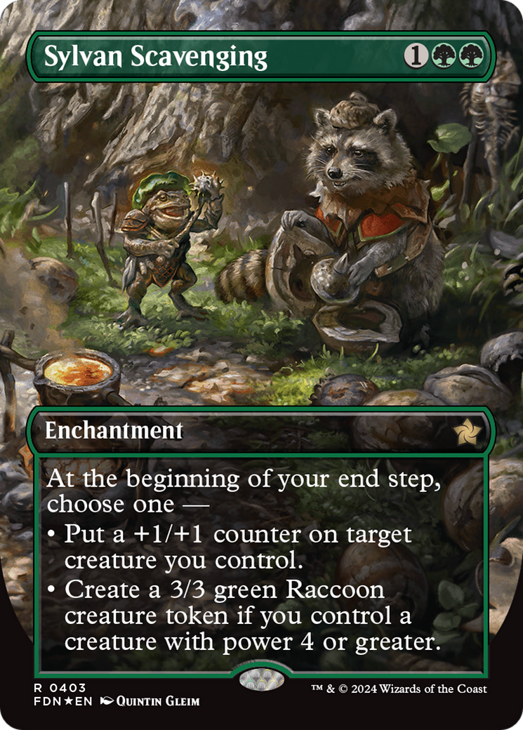 Sylvan Scavenging (Borderless) (Mana Foil) [Foundations] | Tabernacle Games