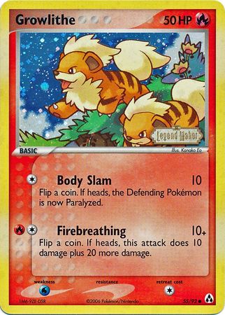 Growlithe (55/92) (Stamped) [EX: Legend Maker] | Tabernacle Games