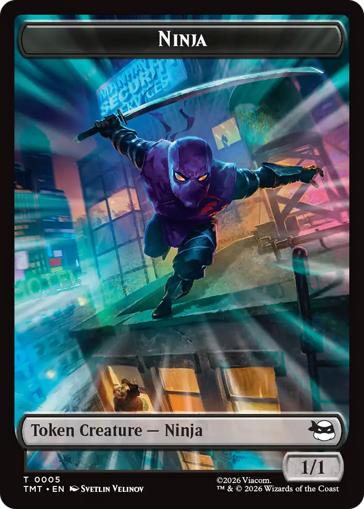 Treasure // Ninja Double-Sided Token [Teenage Mutant Ninja Turtles Commander Tokens] | Tabernacle Games