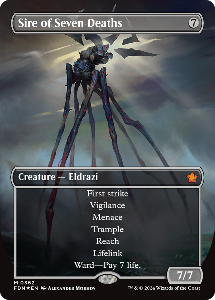 Sire of Seven Deaths (Borderless) (Mana Foil) [Foundations] | Tabernacle Games