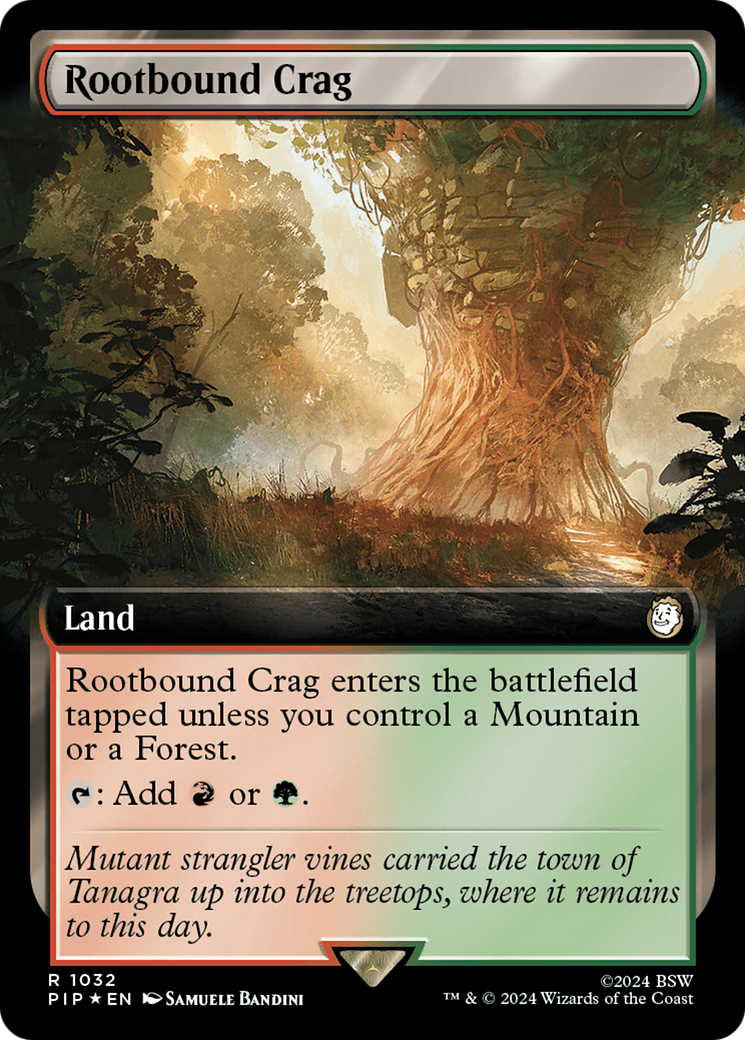 Rootbound Crag (Extended Art) (Surge Foil) [Fallout] | Tabernacle Games