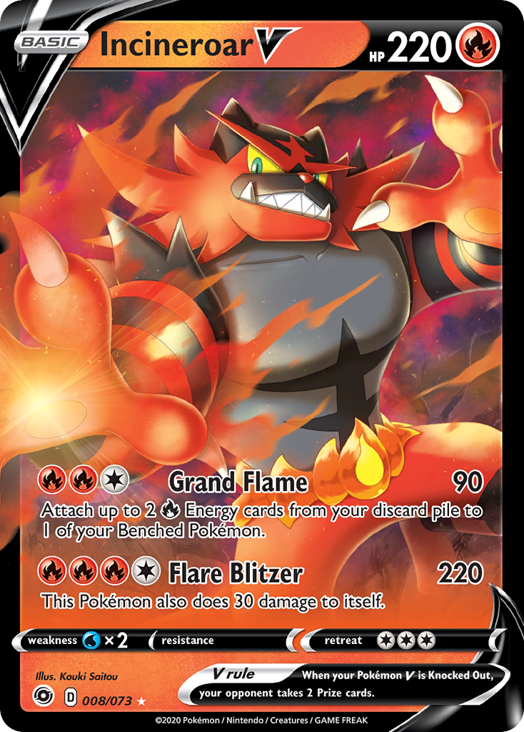 Incineroar V (008/073) [Sword & Shield: Champion's Path] | Tabernacle Games