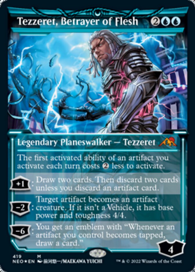 Tezzeret, Betrayer of Flesh (Showcase) (Foil Etched) [Kamigawa: Neon Dynasty] | Tabernacle Games