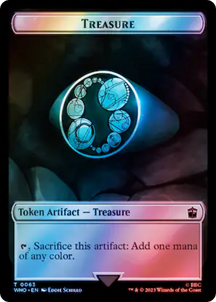 Alien Angel // Treasure (0063) Double-Sided Token (Surge Foil) [Doctor Who Tokens] | Tabernacle Games