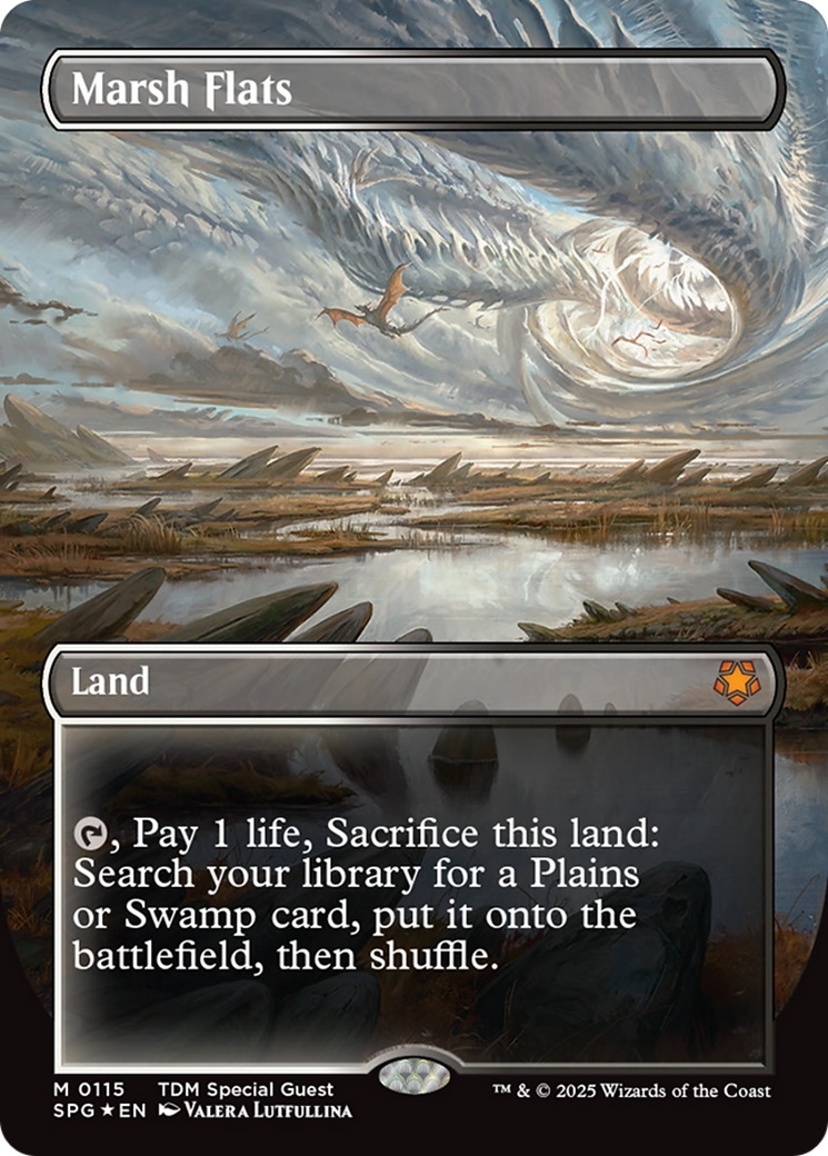 Marsh Flats (Borderless) (Dragonscale Foil) [Tarkir: Dragonstorm Special Guests] | Tabernacle Games