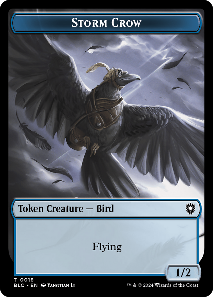 Storm Crow // Bird (003) Double-Sided Token [Bloomburrow Commander Tokens] | Tabernacle Games