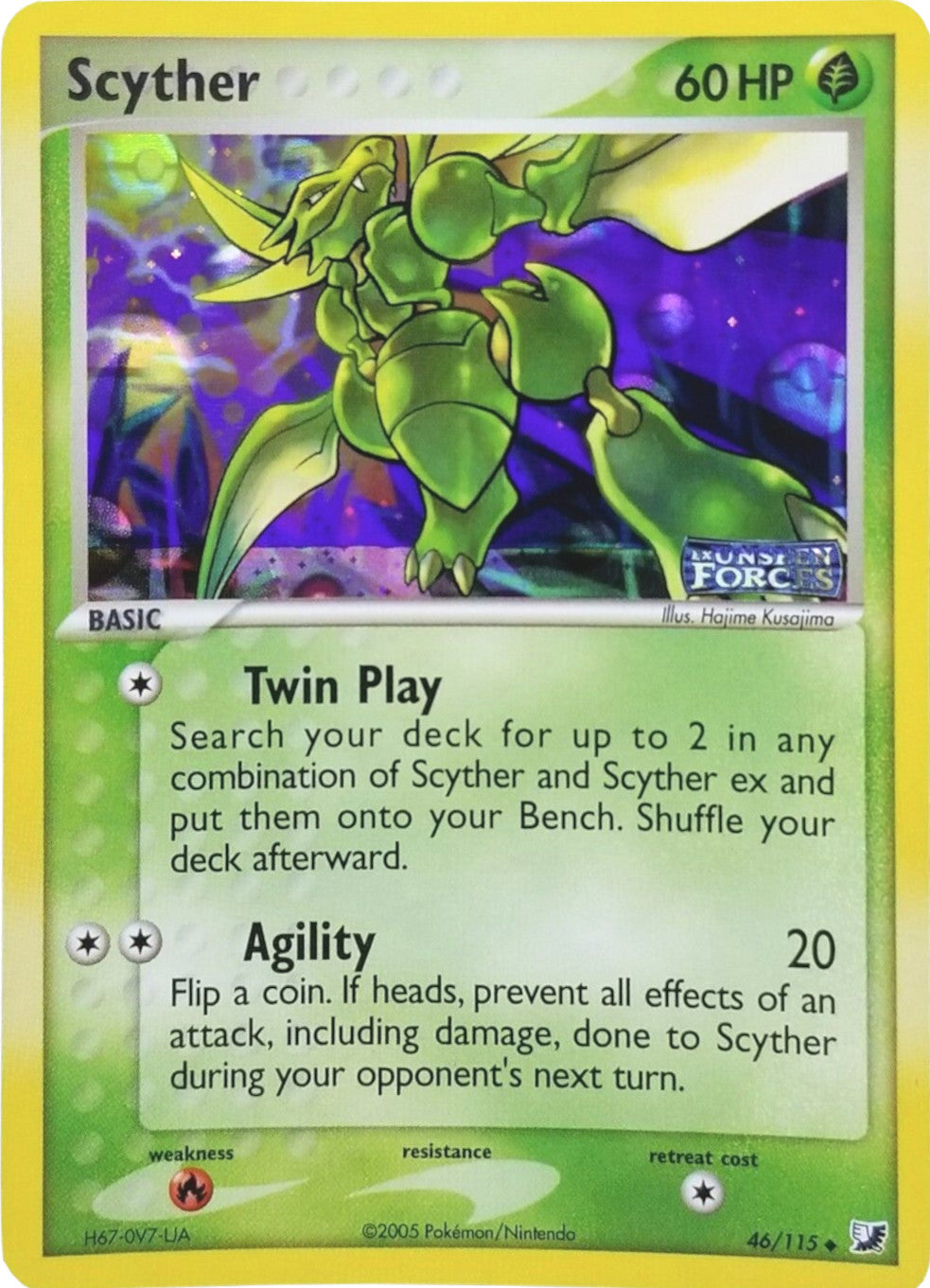 Scyther (46/115) (Stamped) [EX: Unseen Forces] | Tabernacle Games