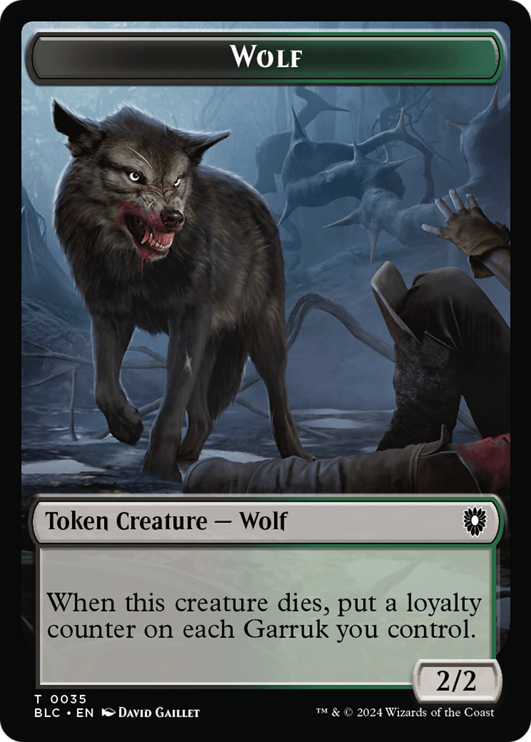 Human Soldier // Wolf (035) Double-Sided Token [Bloomburrow Commander Tokens] | Tabernacle Games