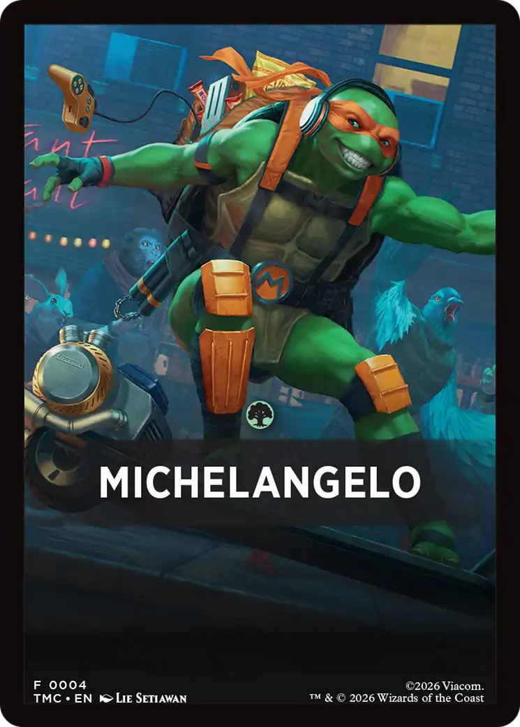 Michelangelo Theme Card [Teenage Mutant Ninja Turtles Commander Tokens] | Tabernacle Games
