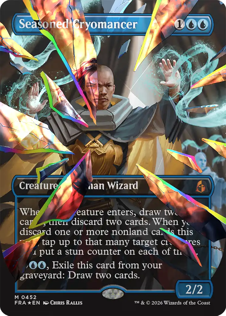 Seasoned Cryomancer (Borderless) (Facet Foil) (0452) [Reality Fracture] | Tabernacle Games