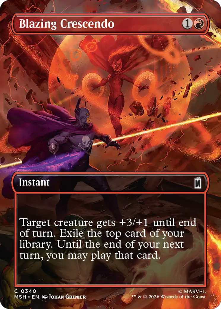 Blazing Crescendo (Borderless) [Marvel Super Heroes] | Tabernacle Games