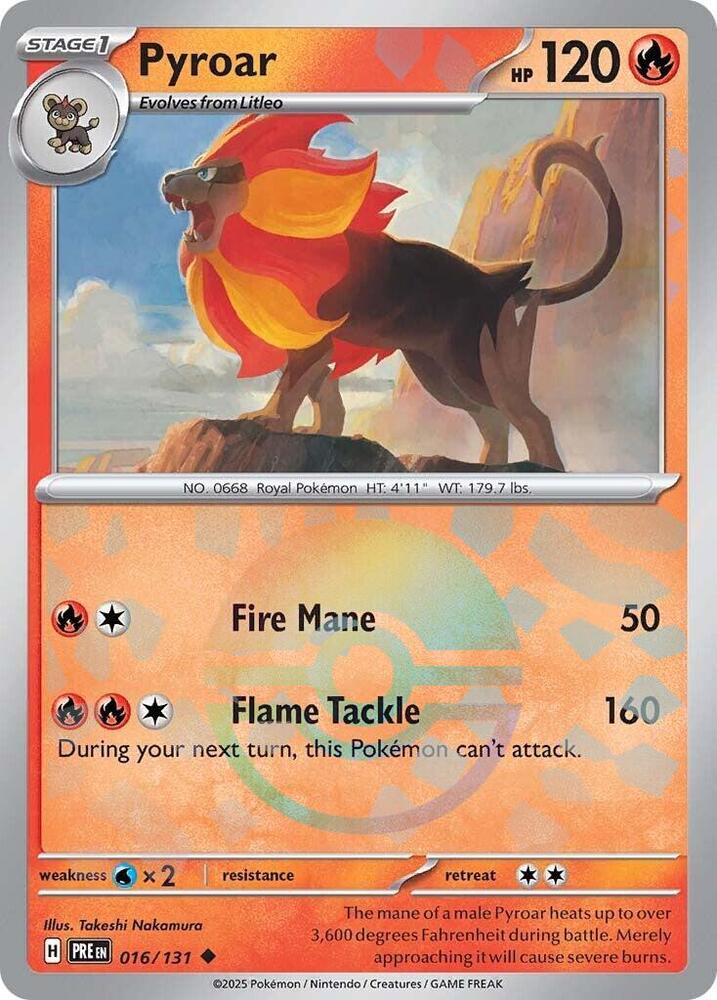 Pyroar (016/131) (Poke Ball Pattern) [Scarlet & Violet: Prismatic Evolutions] | Tabernacle Games