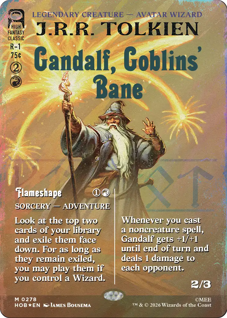 Gandalf, Goblins' Bane (Borderless) (Surge Foil) [The Hobbit] | Tabernacle Games