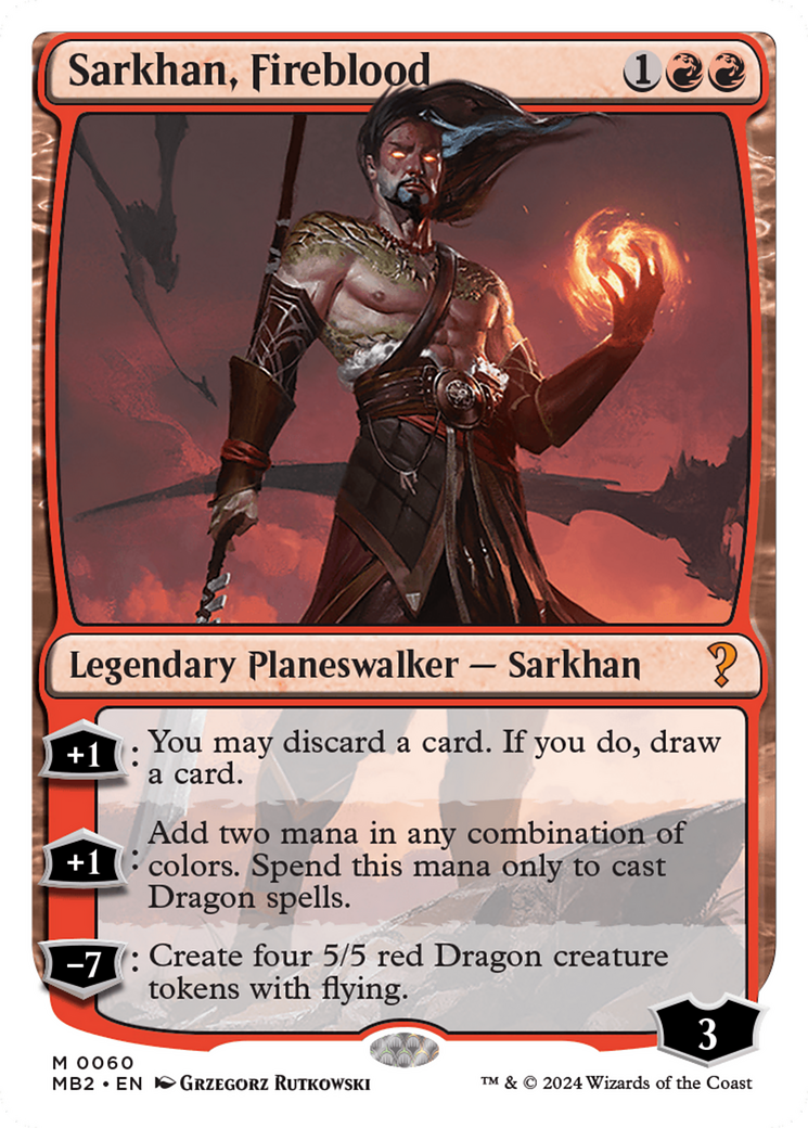 Sarkhan, Fireblood (White Border) [Mystery Booster 2] | Tabernacle Games