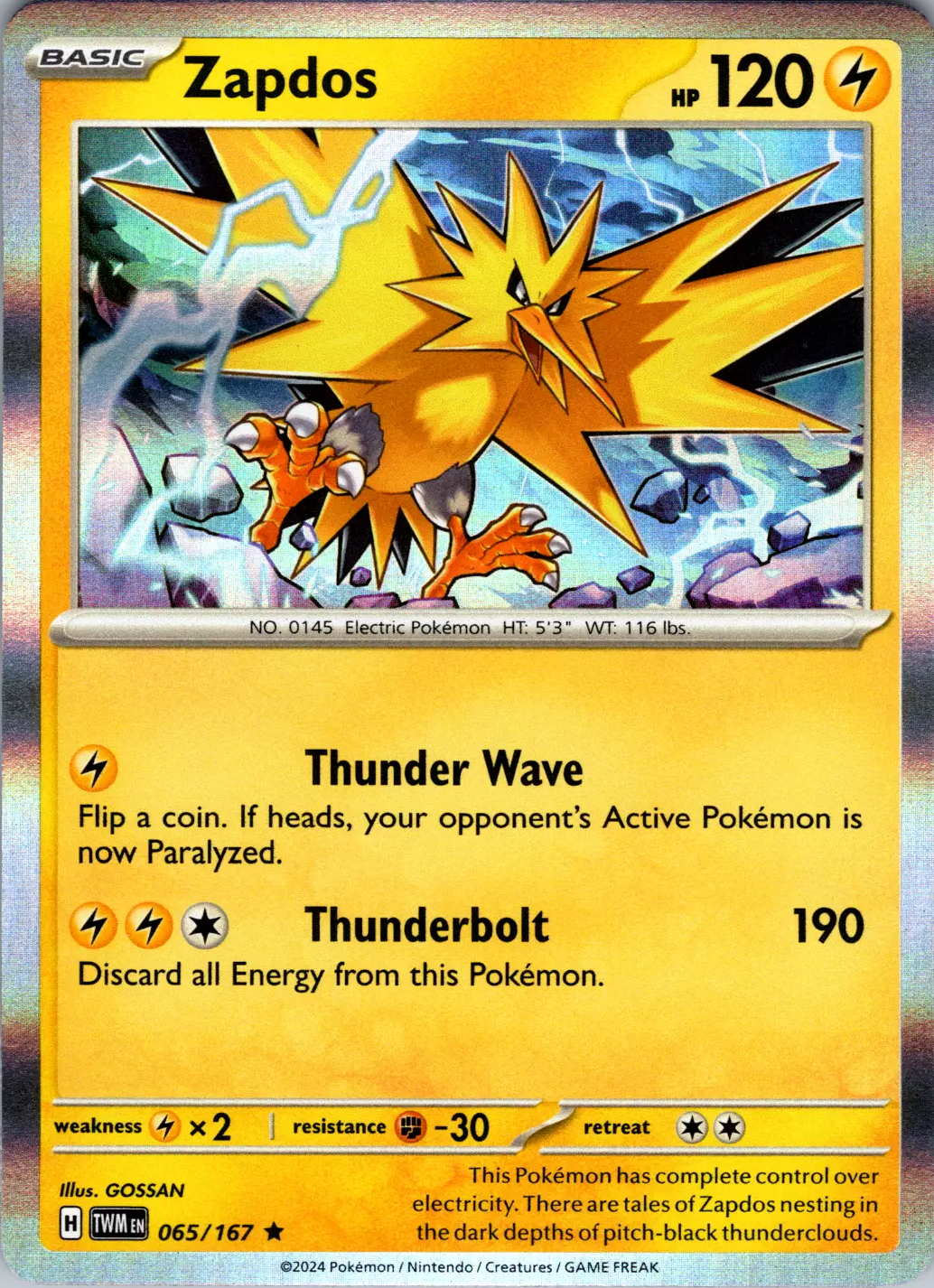 Zapdos (065/167) [Scarlet & Violet: Twilight Masquerade] | Tabernacle Games