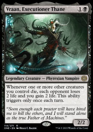 Vraan, Executioner Thane (Promo Pack) [Phyrexia: All Will Be One Promos] | Tabernacle Games