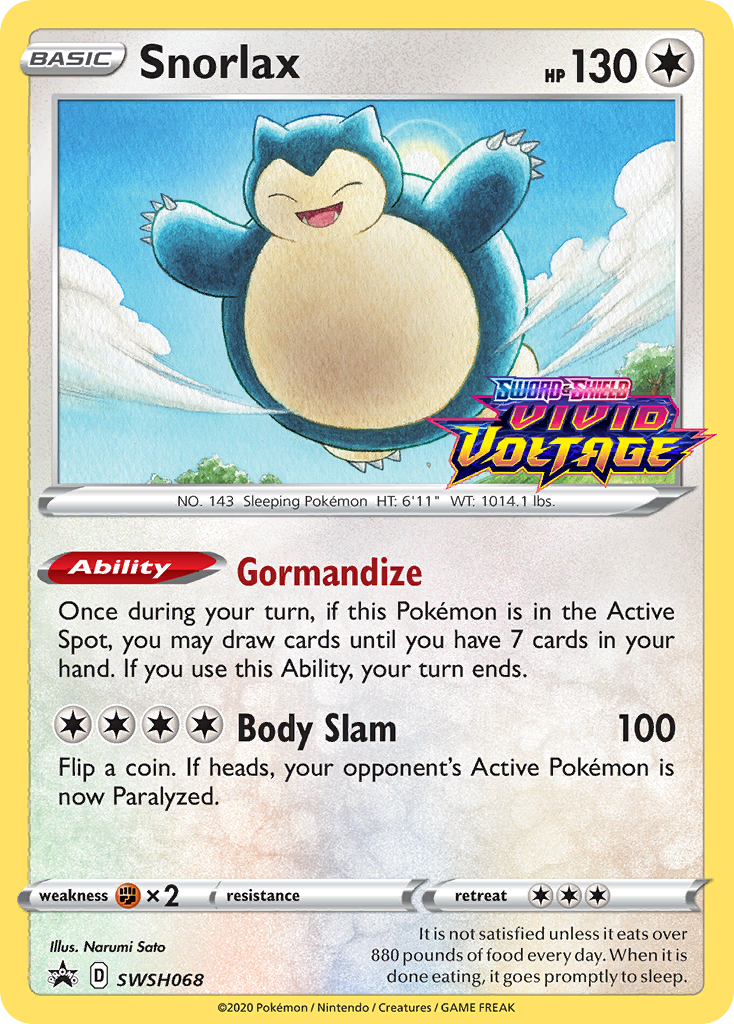 Snorlax (SWSH068) (Prerelease Promo) [Sword & Shield: Black Star Promos] | Tabernacle Games