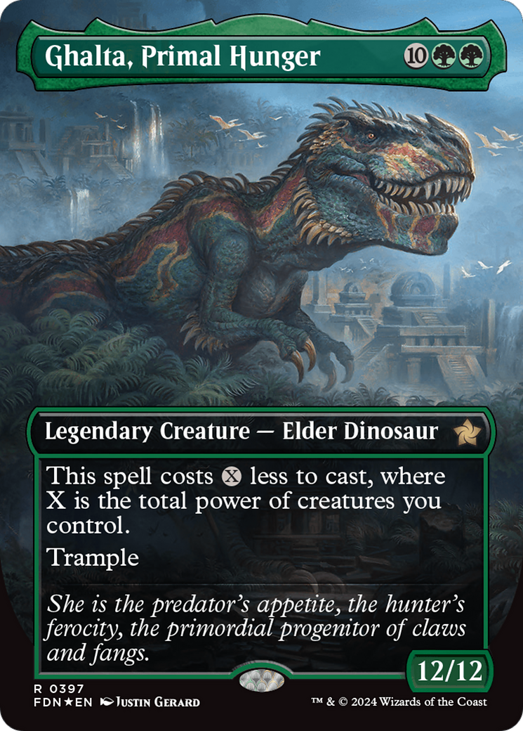 Ghalta, Primal Hunger (Borderless) (Mana Foil) [Foundations] | Tabernacle Games