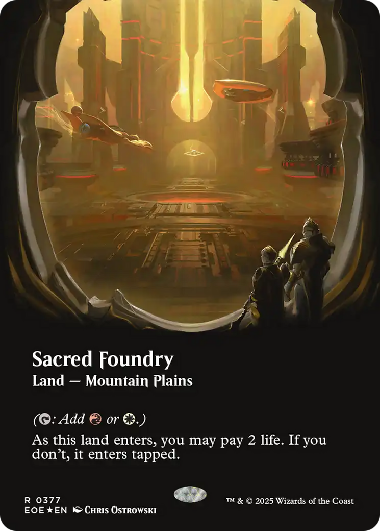 Sacred Foundry (Borderless) (Galaxy Foil) [Edge of Eternities] | Tabernacle Games