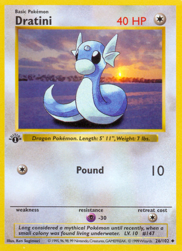 Dratini (26/102) (Shadowless) [Base Set 1st Edition] | Tabernacle Games