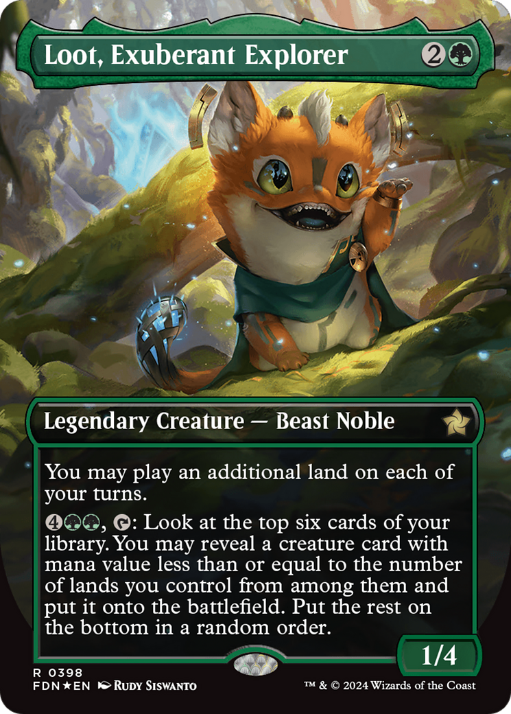 Loot, Exuberant Explorer (Borderless) (Mana Foil) [Foundations] | Tabernacle Games