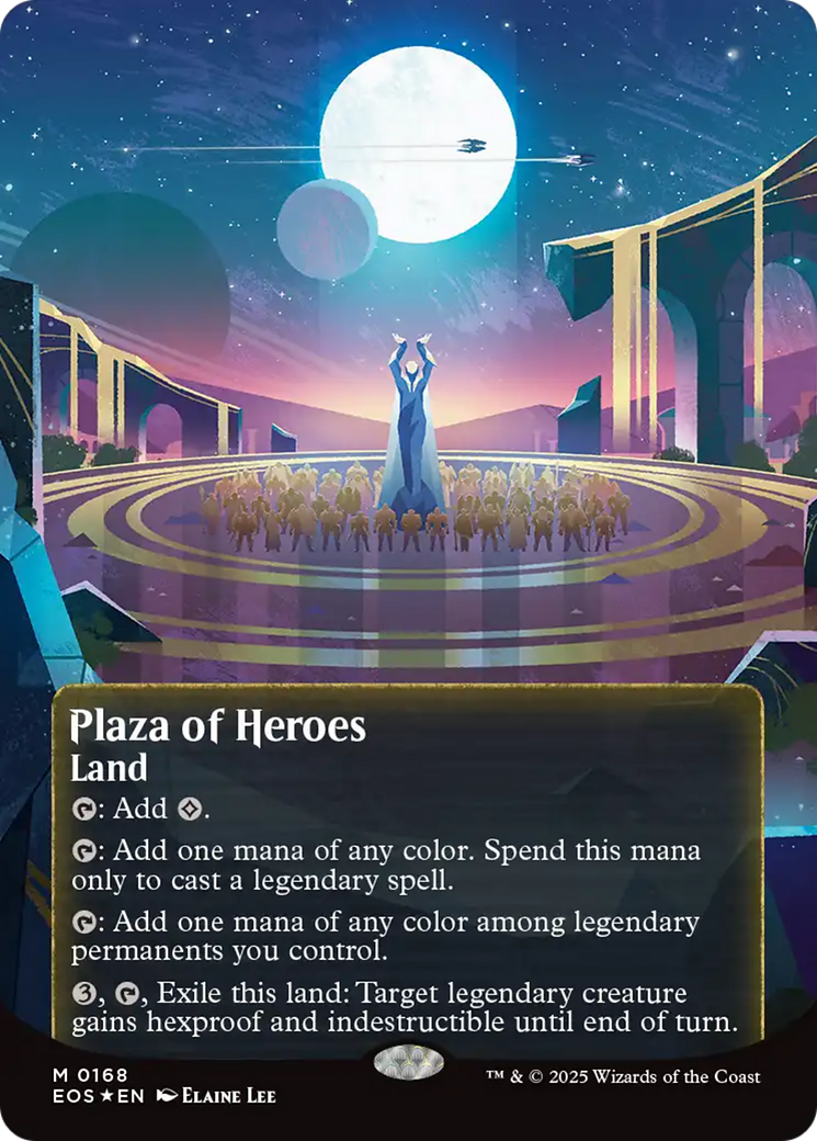 Plaza of Heroes (0168) (Borderless) (Galaxy Foil) [Edge of Eternities: Stellar Sights] | Maze of Fitzroy