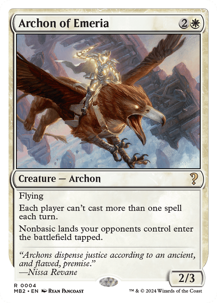 Archon of Emeria (White Border) [Mystery Booster 2] | Tabernacle Games