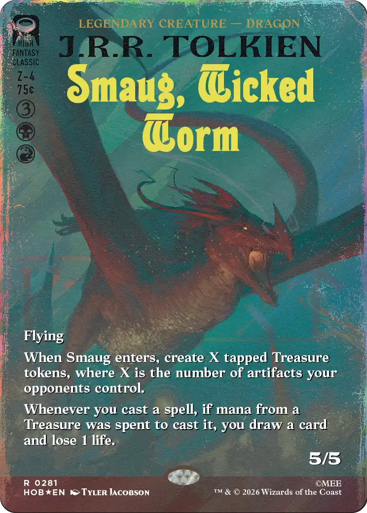 Smaug, Wicked Worm (Borderless) (Surge Foil) [The Hobbit] | Tabernacle Games