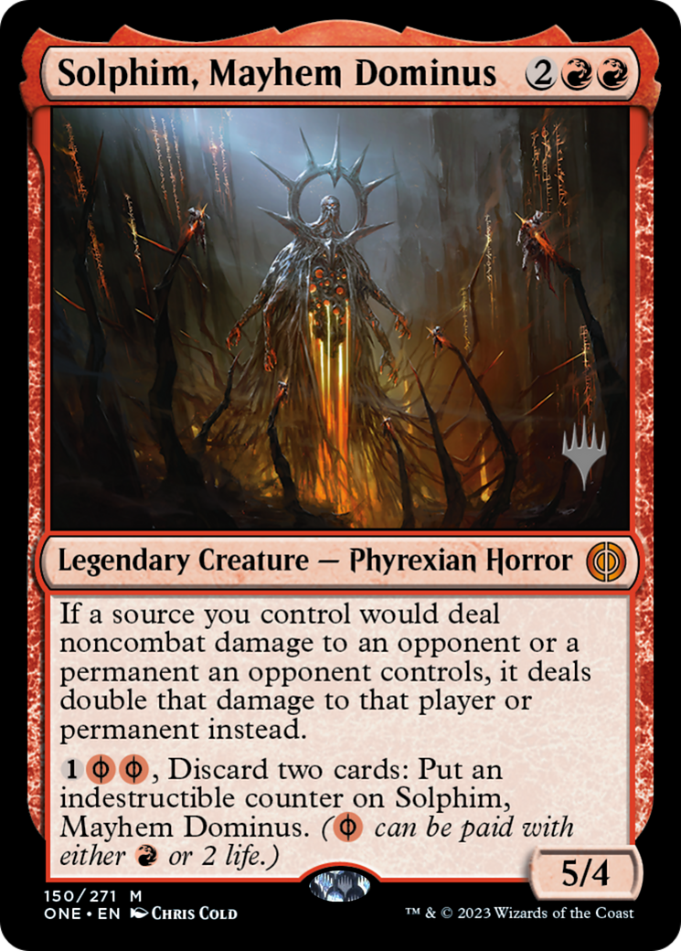 Solphim, Mayhem Dominus (Promo Pack) [Phyrexia: All Will Be One Promos] | Tabernacle Games
