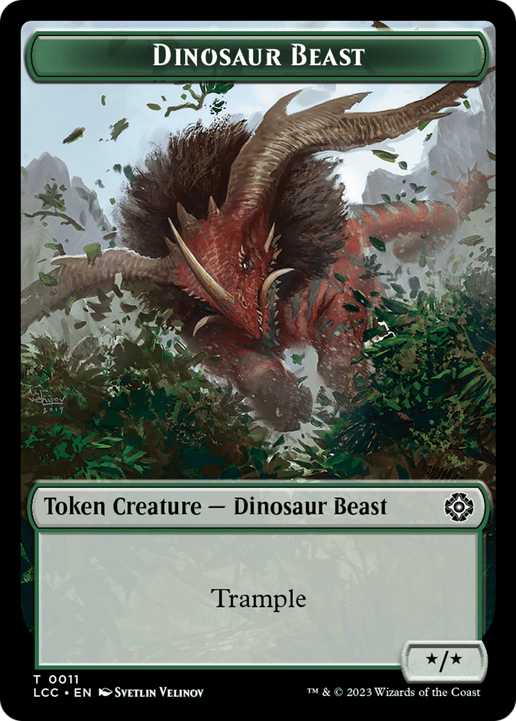 Dinosaur Beast // Dinosaur Double-Sided Token [The Lost Caverns of Ixalan Commander Tokens] | Tabernacle Games