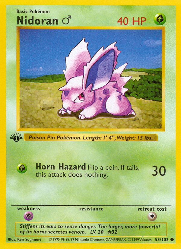 Nidoran (55/102) (Male) (Shadowless) [Base Set 1st Edition] | Tabernacle Games