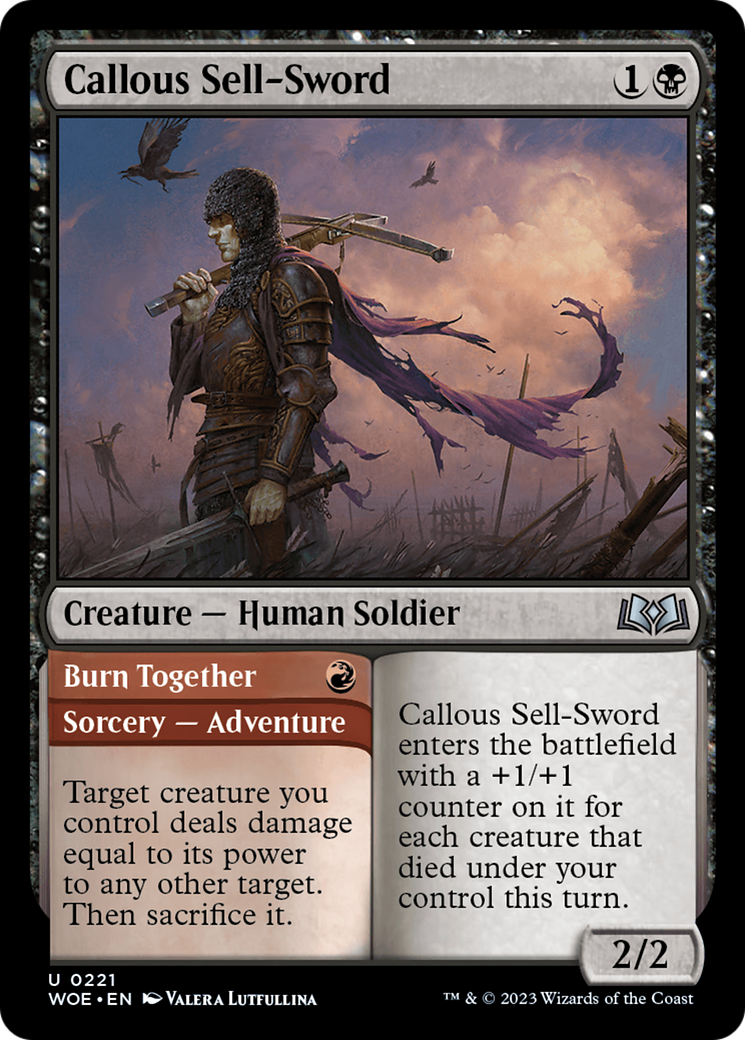 Callous Sell-Sword // Burn Together [Wilds of Eldraine] | Tabernacle Games