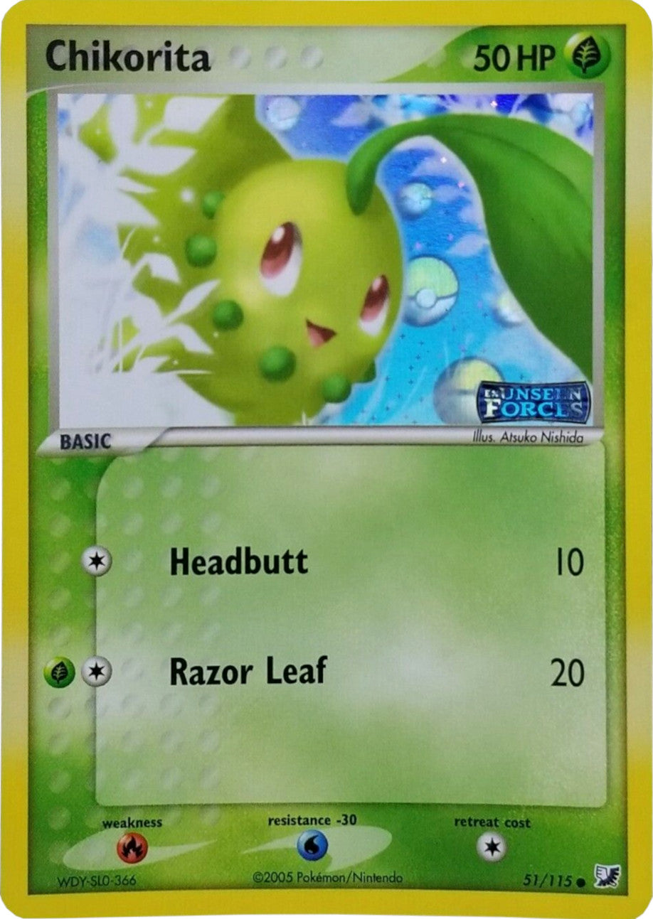 Chikorita (51/115) (Stamped) [EX: Unseen Forces] | Tabernacle Games