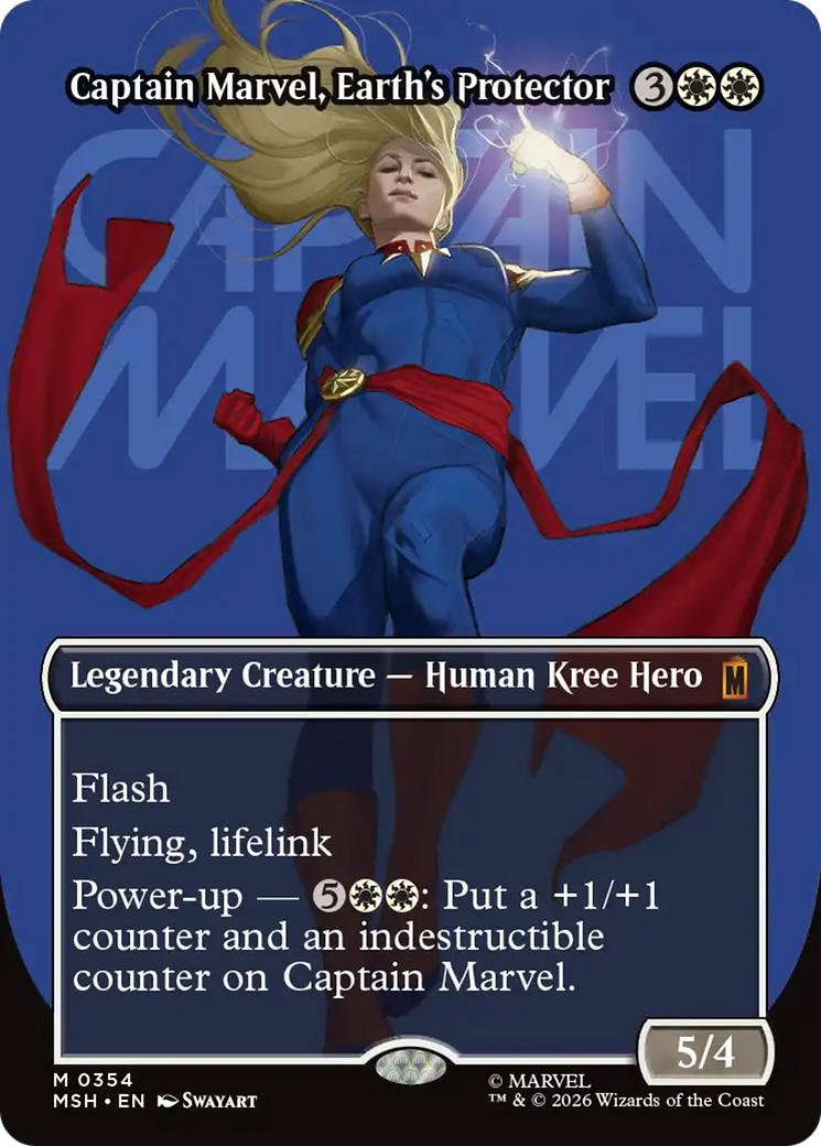 Captain Marvel, Earth's Protector (Borderless) (0354) [Marvel Super Heroes] | Tabernacle Games