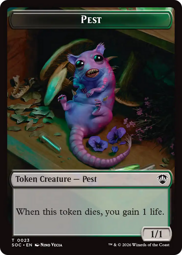 Saproling // Pest (0023) Double-Sided Token [Secrets of Strixhaven Commander Tokens] | Tabernacle Games