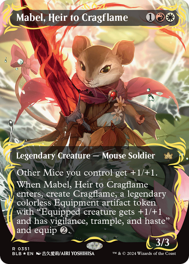 Mabel, Heir to Cragflame (Borderless) (Raised Foil) [Bloomburrow] | Tabernacle Games