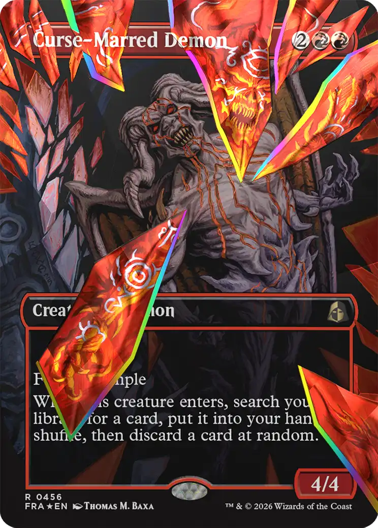 Curse-Marred Demon (Borderless) (Facet Foil) [Reality Fracture] | Tabernacle Games