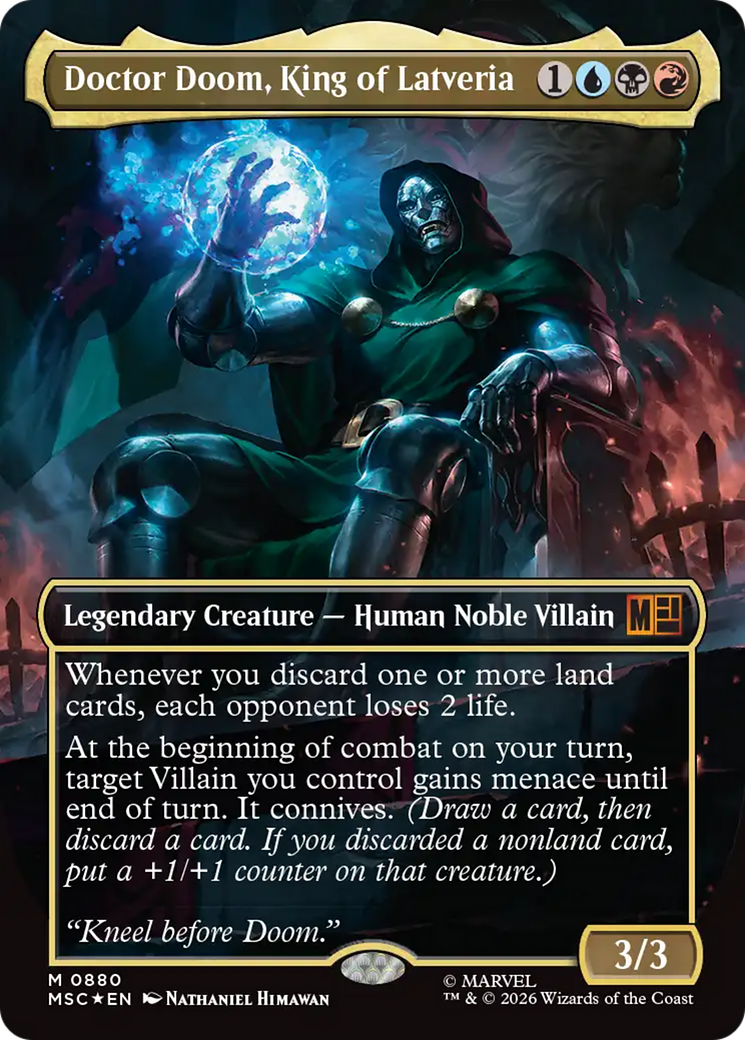 Doctor Doom, King of Latveria (Borderless) (Surge Foil) [Marvel Super Heroes Commander] | Tabernacle Games
