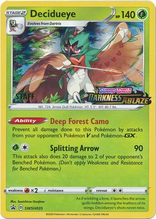 Decidueye (SWSH035) (Staff Prerelease Promo) [Sword & Shield: Black Star Promos] | Tabernacle Games