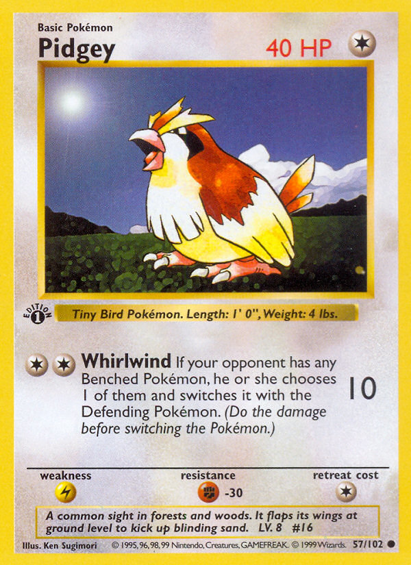 Pidgey (57/102) (Shadowless) [Base Set 1st Edition] | Tabernacle Games