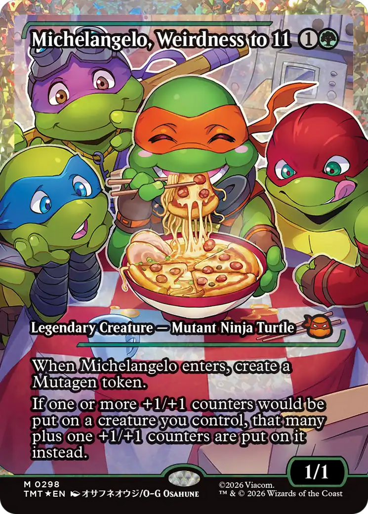 Michelangelo, Weirdness to 11 (Showcase) (Fracture Foil) [Teenage Mutant Ninja Turtles] | Tabernacle Games