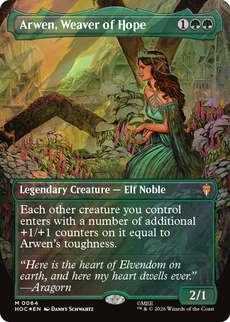 Arwen, Weaver of Hope (Borderless) (Surge Foil) [The Hobbit: Eternal-Legal] | Tabernacle Games