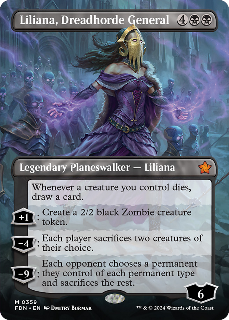 Liliana, Dreadhorde General (Borderless) [Foundations] | Tabernacle Games