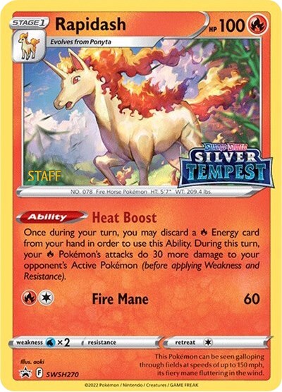 Rapidash (SWSH270) (Prerelease) (Staff) [Sword & Shield: Black Star Promos] | Tabernacle Games