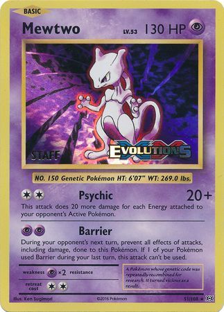 Mewtwo (51/108) (XY Evolutions Staff Prerelease) [XY: Black Star Promos] | Tabernacle Games