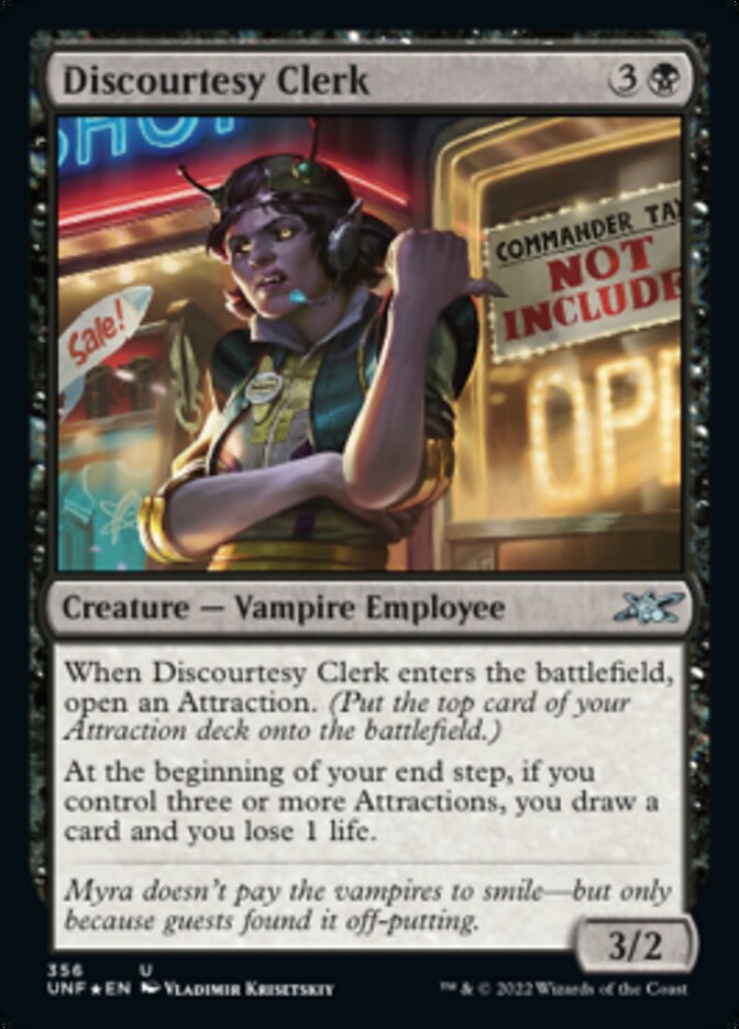 Discourtesy Clerk (Galaxy Foil) [Unfinity] | Tabernacle Games